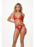 2 PC HALTER BRA AND CRISS CROSS PANTY SET 11521P RED O/S